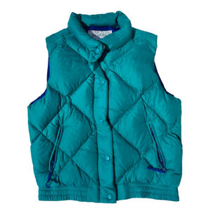 Women's Vintage 90's L.L.Bean Jim Whittaker Down Teal Blue Puffer Vest Medium